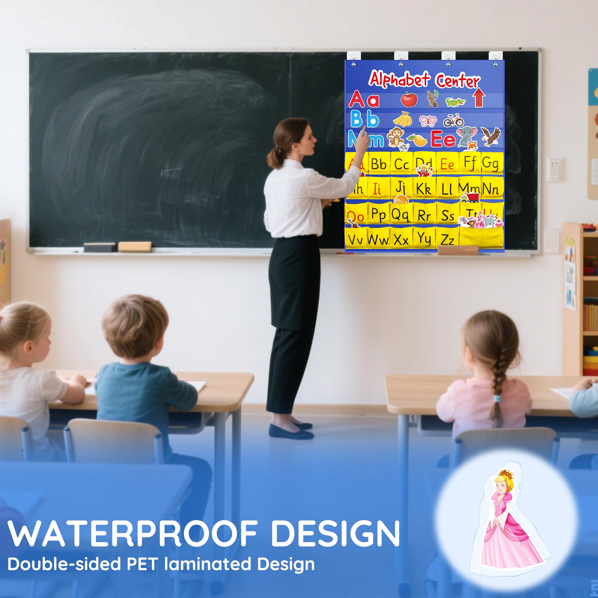 ZKOO Alphabet Learning Pocket Chart, Alphabet Wall Chart 104 Animal Flash Cards and 26 Lowercase and Uppercase Letter Cards, Student Daily Learning The Letter, Great for Classroom Homeschool - Image 2