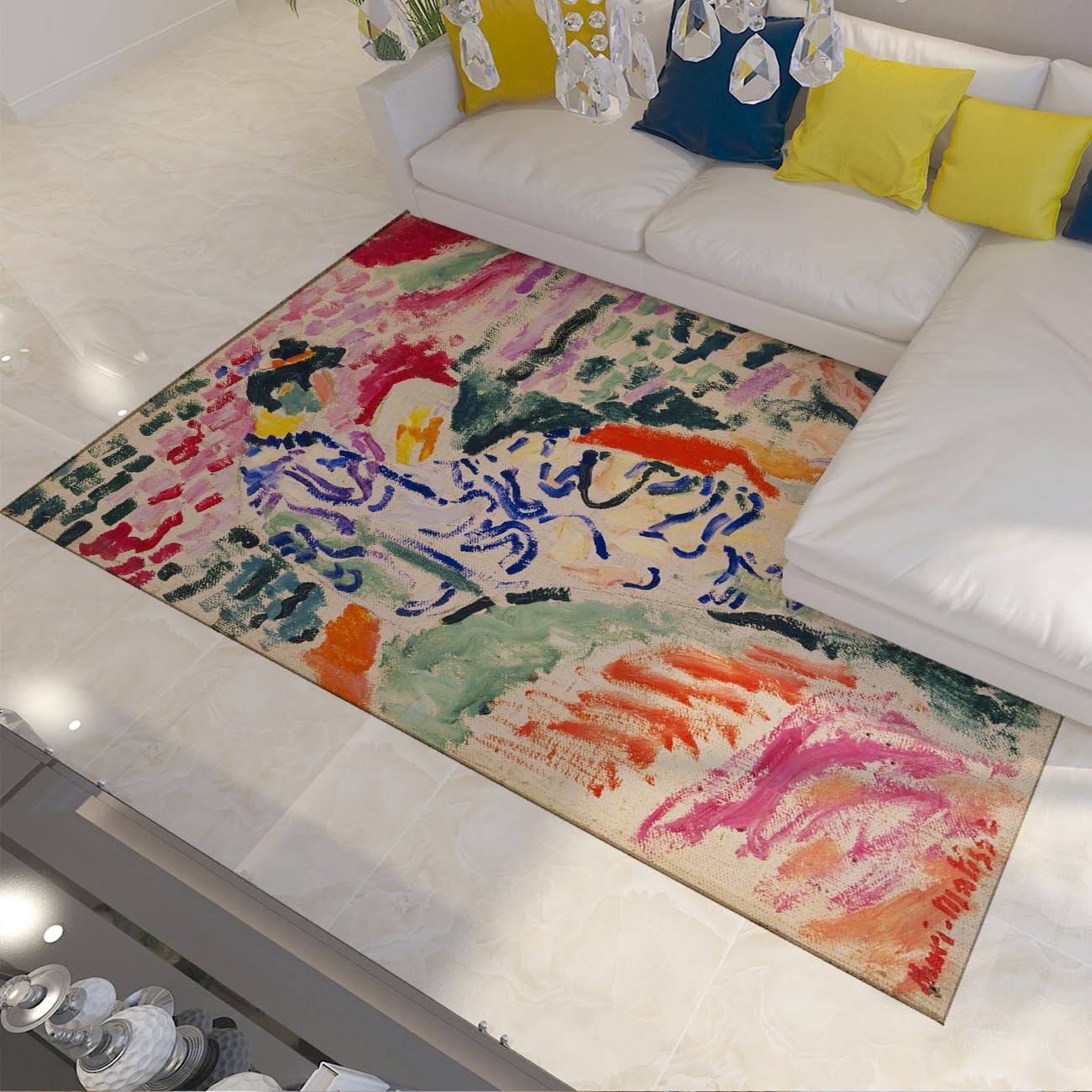 Tapis abstraits corail 160x230cm pour réchauffer le sol de la chambre