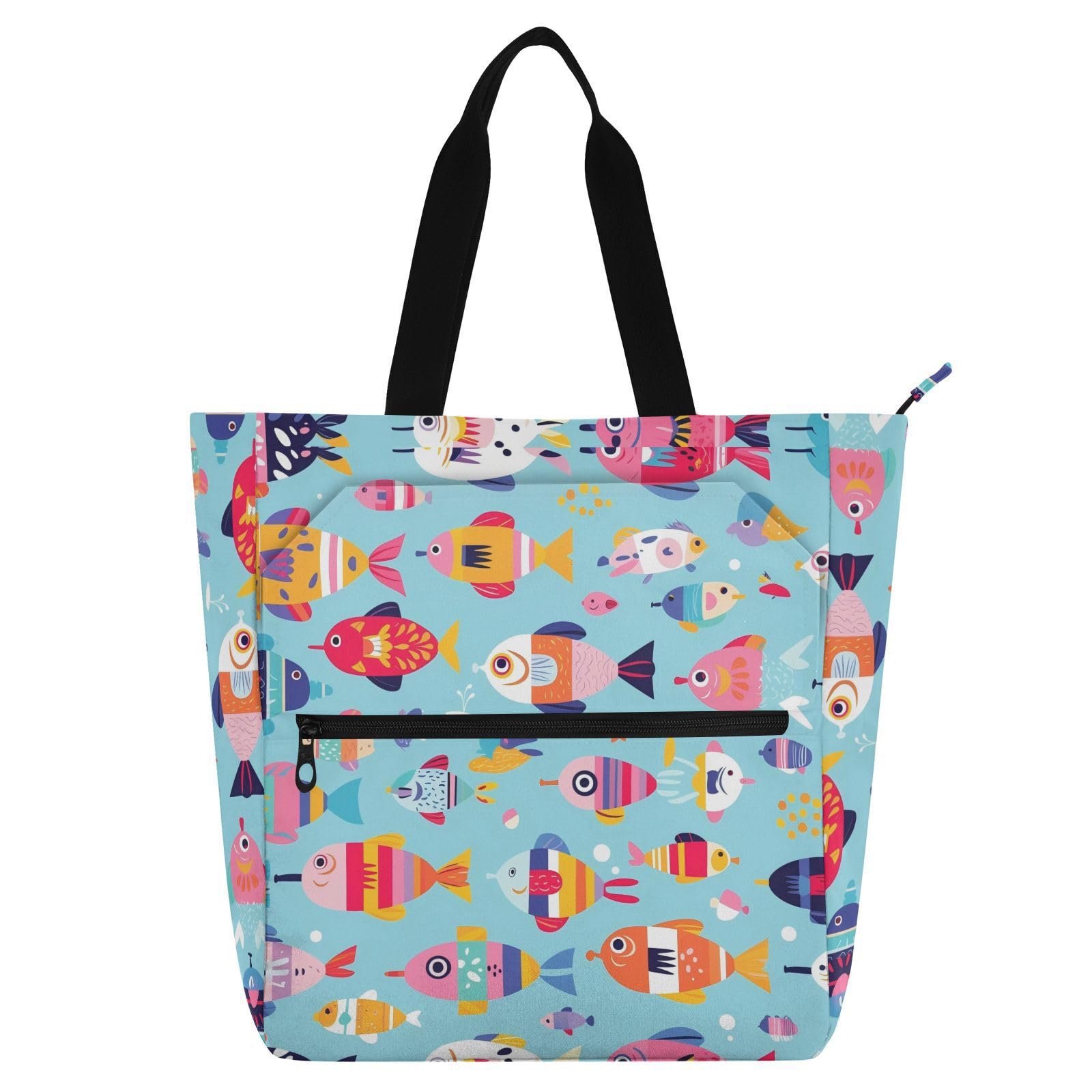 Bolsa de playa infantil y escolar con bonitas asas de peces para jugar y leer 8