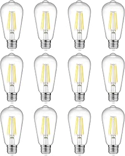 Ascher 12 Pack Vintage LED Edison Light Bulb 60W Equivalent, Decorative Antique Filament Light Bulbs with 80+ CRI, Cool White 4000K, 700 Lumens, E26 Base, Non-Dimmable