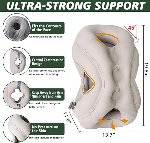 Miniatura 5 de Almohada inflable de viaje, almohada de cuello de avión, cómodo apoyo para hombros y cuello para evitar un sueño poco saludable (con máscara facial,