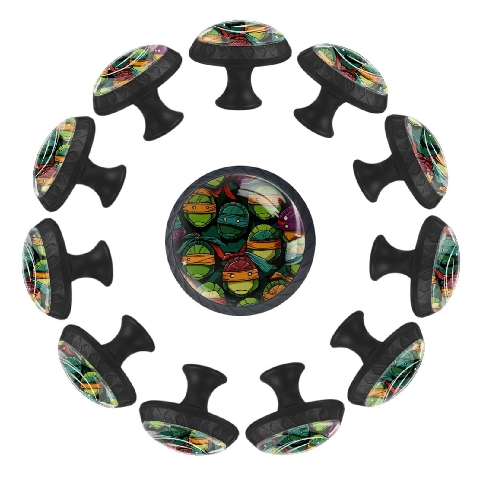 Boutons de tiroir en verre transparent avec motif tortue durable et élégant x12