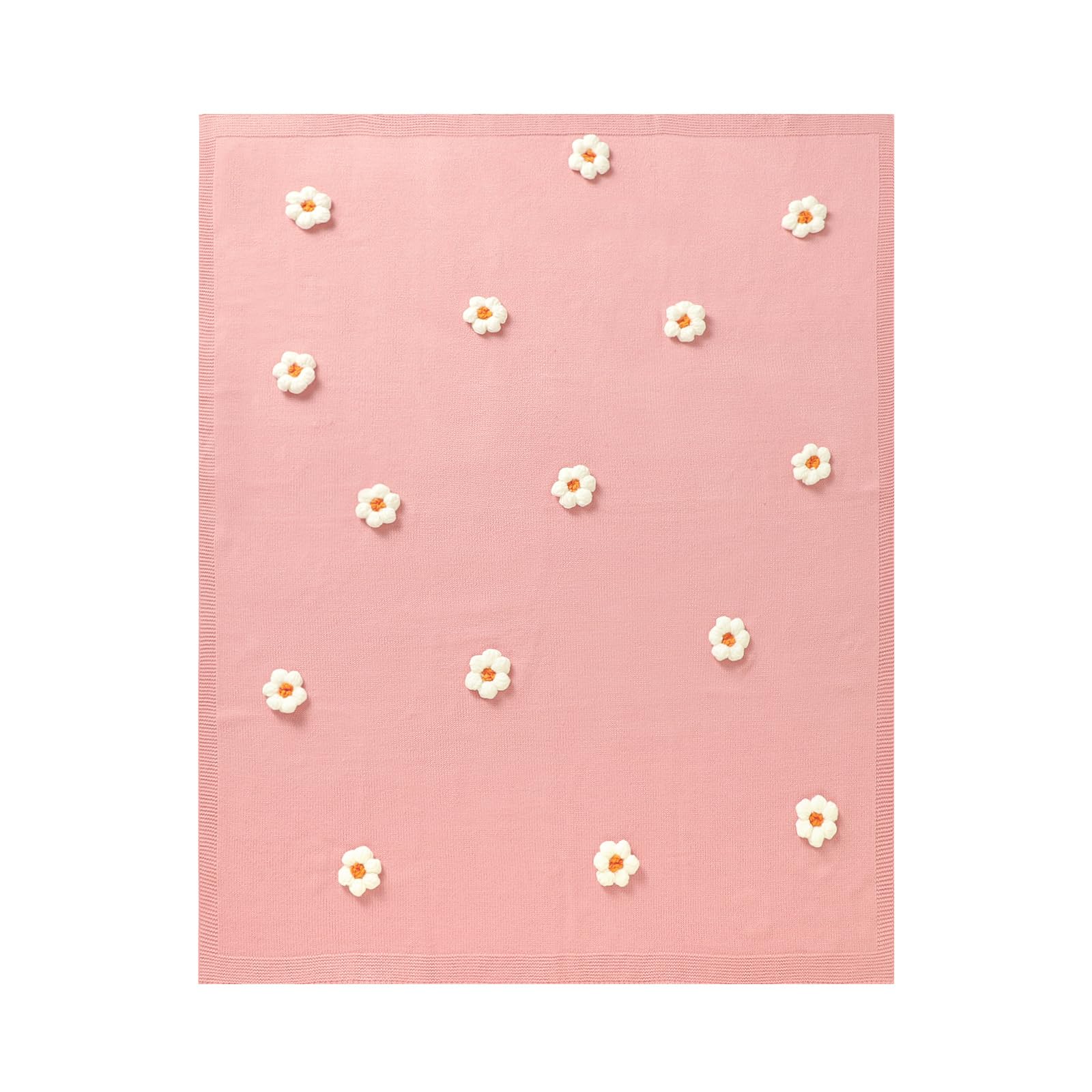 LAWKUL Baby Blanket Floral Soft Newborn Babe Blankets Knitted Swaddling for Infant Toddler Boy Girls 100x80cm Pink