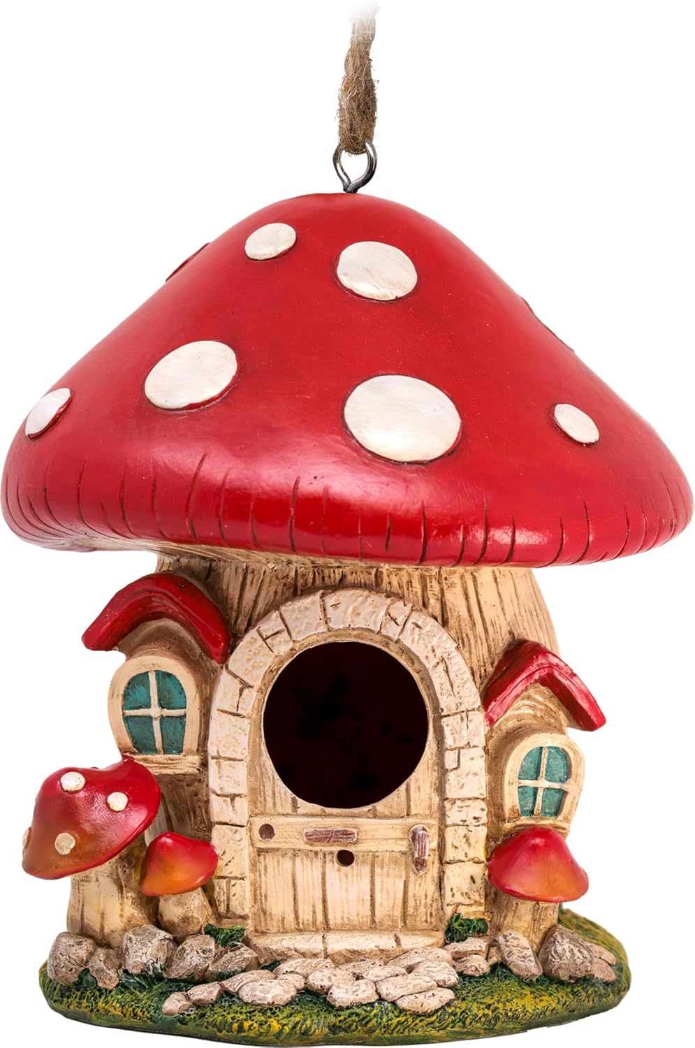 Spoontiques - Birdhouse - Garden Decor - Decorative for Yard and Garden Decoration - Hanging Novelty Outdoor Patio - Mushroom House