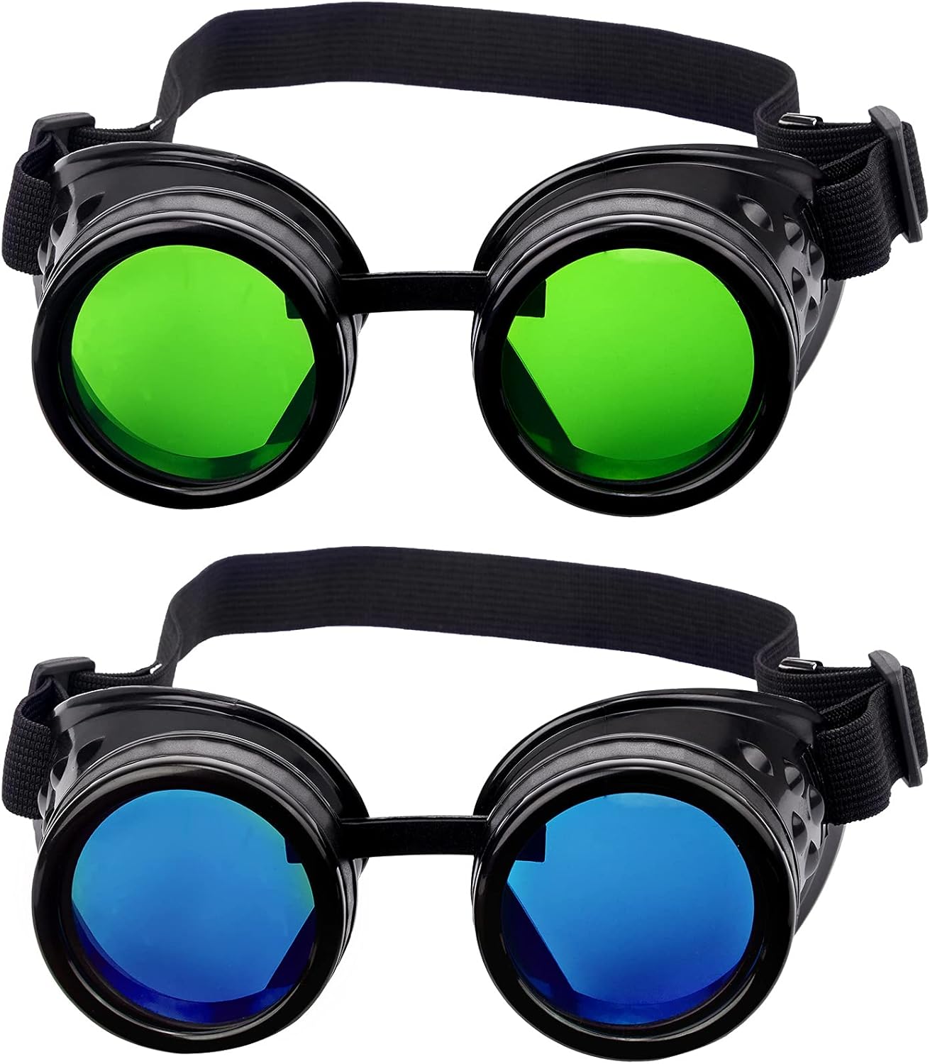 Miniatura 7 de 2 pares de gafas steampunk vintage gafas de soldadura punk gótico cosplay gafas de sol de Halloween gafas de aventura con lentes para hombres