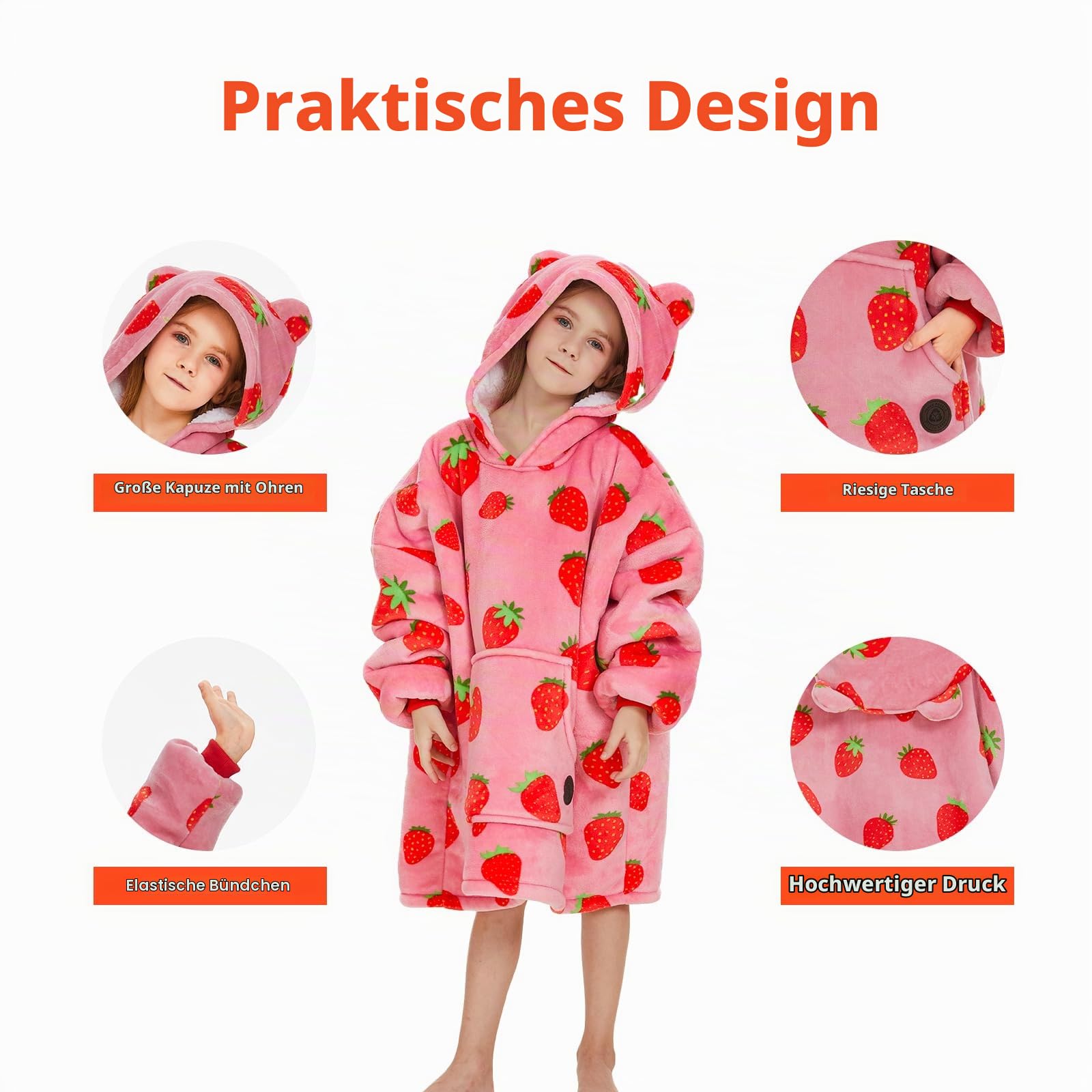 THREE POODLE Decken Hoodie, Oversize Hoodies Decken Pullover Kuschelpullover für Damen Herren Kinder, Warm und Weiches Futter, Übergroßer Hoodie Sherpa-Decke, Verschiedene Muster Verfügbar