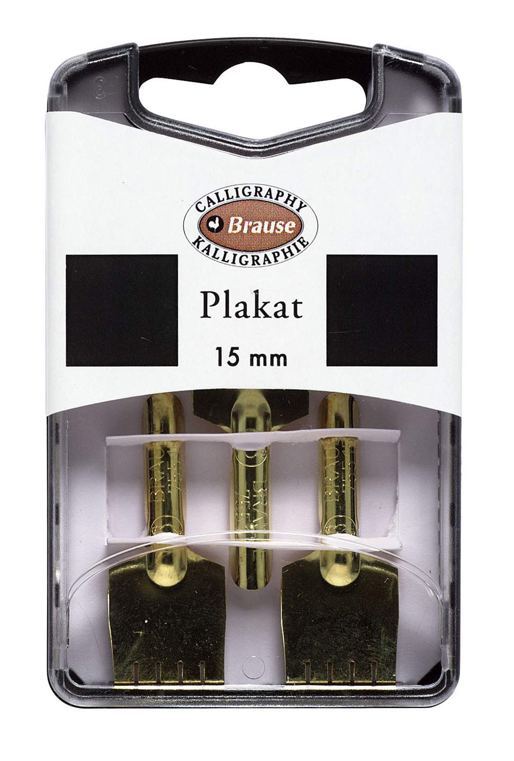 Brause 375515B - Writing nibs for nib holders - Box of 3 Plakat - 15 mm metal nibs - Dessin Drawing - Lettering - Manufactured in Germany - Calligraphy