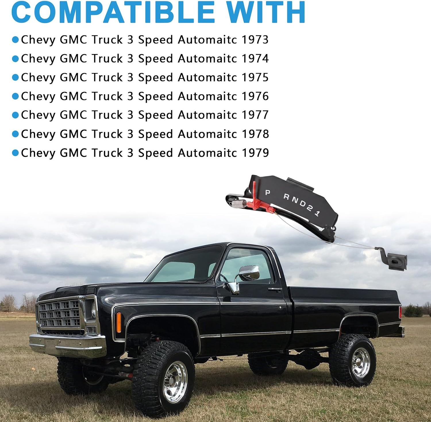 Gear Shift Indicator Assembly Compatible with Chevy GMC Truck 3 Speed Automaitc 1973-1979 Indicator Selector Cable Clip Replaces 73-3510