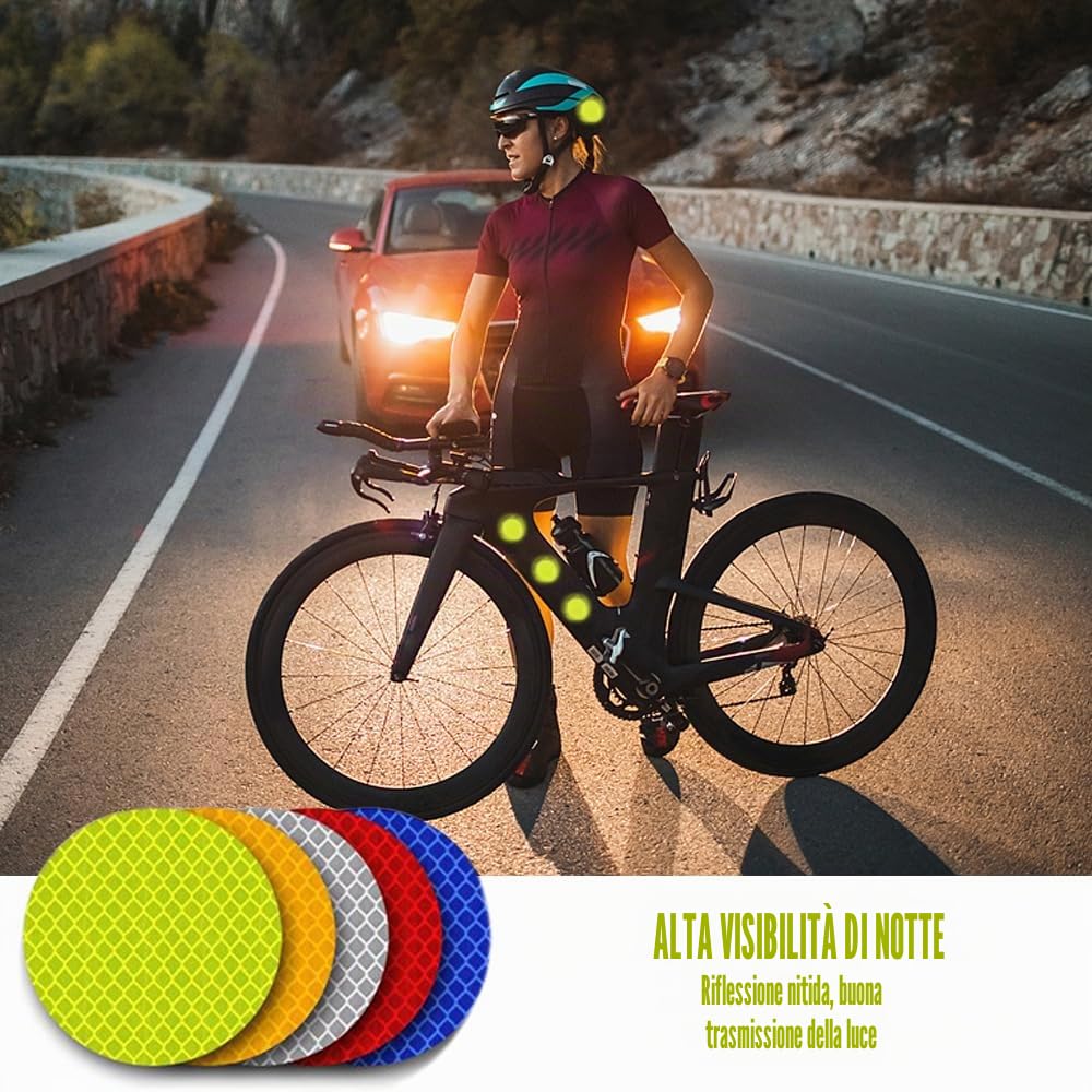 50 Pezzi Nastro Catarifrangente Adesivo, Catarifrangente Adesivo Adesivi Riflettenti Impermeabili Rotondo Adesivo Riflettente per Auto Adesivi di Avvertenza per Auto, Biciclette, Vestiti