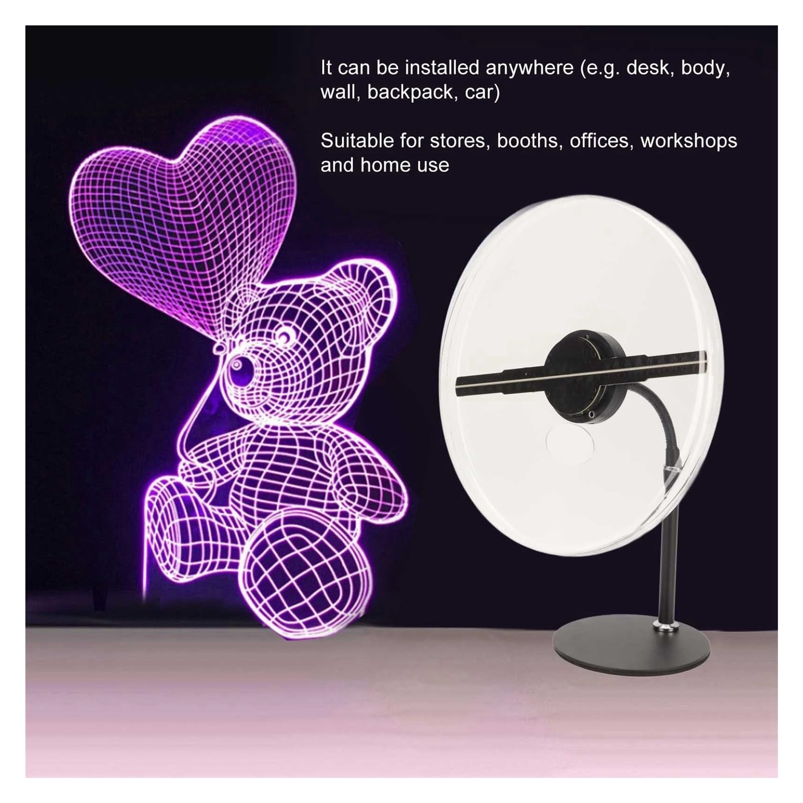 Wentylator holograficzny, Wentylator reklamowy 3D Hologram – 256 koralików LED dla oszałamiających efektów wizualnych i reklam holograficznych