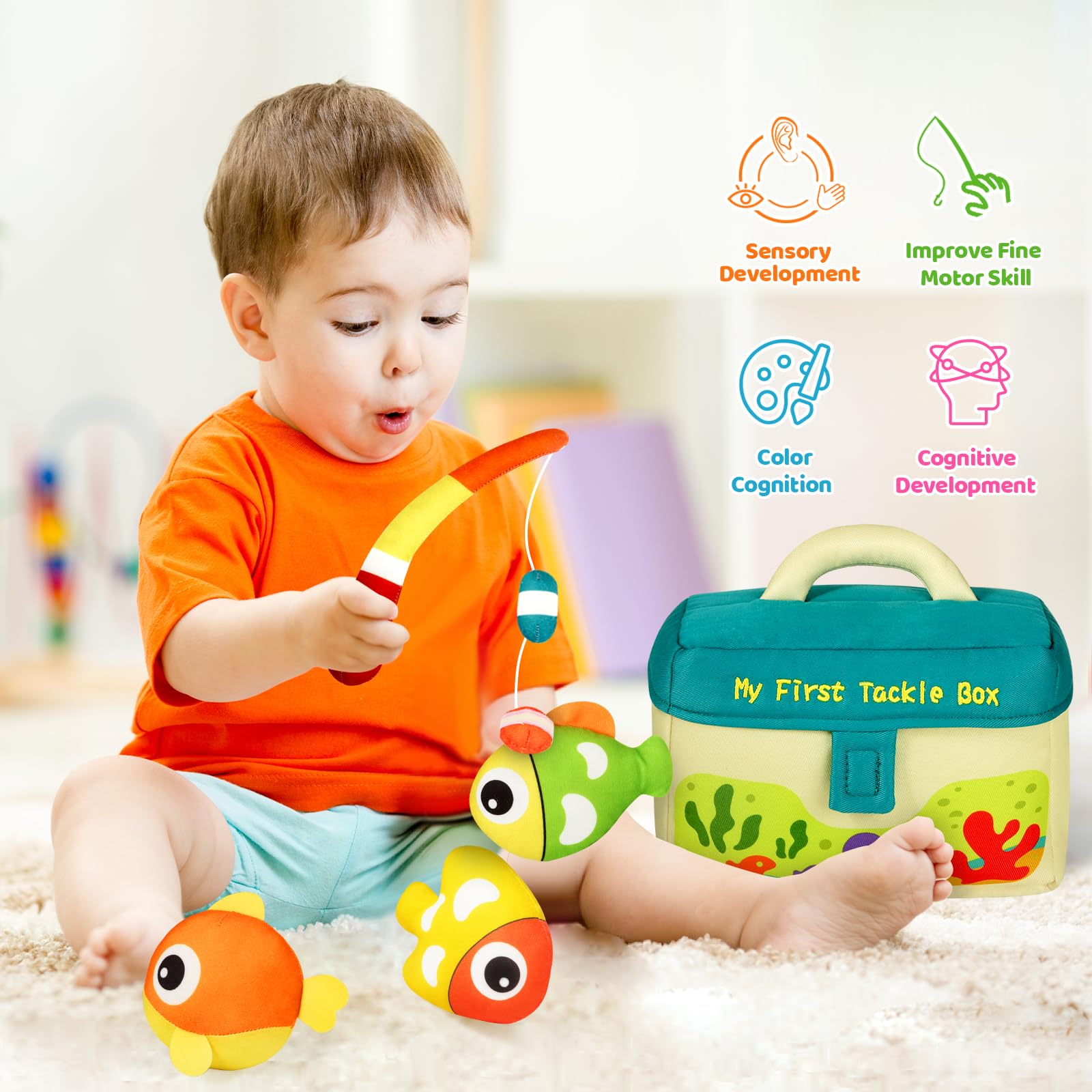 KMUYSL My First Tackle Box Plush Toys, Baby Toys 0-3-6-9-12 Months