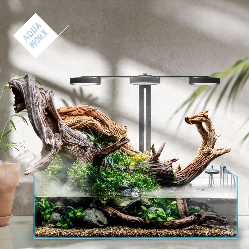 SOL Light Clamp - Aquarium Light Riser, Raise Light Aquarium, Heavy Duty Light Suspension Kit Holds 3 SOL Lights, Height & Depth Adjustable Light Stand, Nano Light Stand - SOL Clamp - Black