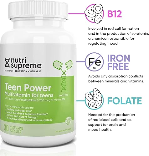 Miniatura 3 de Nutri Supreme - Multivitamínico para adolescentes de 12 a 17 años, Beskt Kosher One per Day Teen Vitamins, formulado para el desarrollo de