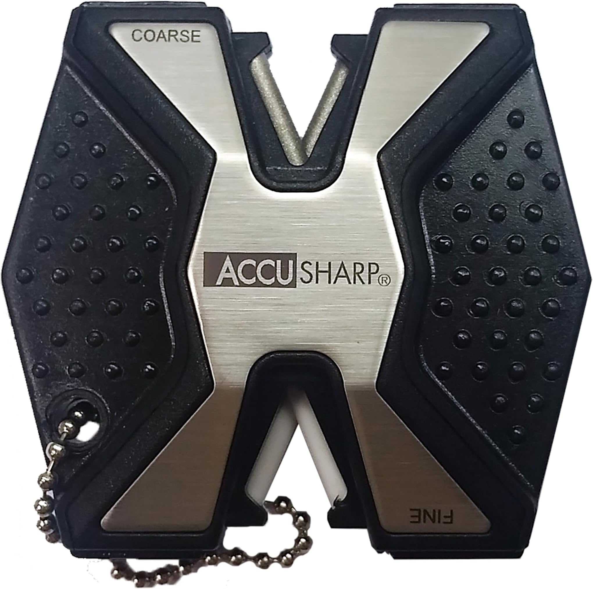 Diamond Pro 2-Step Knife Sharpener, Restores, Hones & Sharpens Bladeโs Edge, 2-Step Coarse & Fine Rods for Kitchen Knives & All Types of Blades, Compact & Portable Knife Keychain Tool, Black