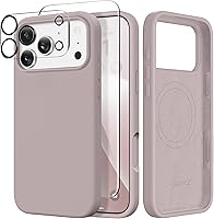 Vista 153 de GONEZ Funda de silicona para iPhone 14 Pro Max, compatible con MagSafe, con protector de pantalla + protector de lente de cámara, silicona líquida a