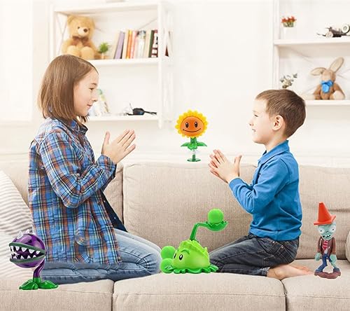 Miniatura 7 de JHESAO Juego de 4 juguetes de plantas y zombis, figuras de acción Zombies PVZ, serie 1, 2, grandes regalos para niños y fanáticos, cumpleaños y