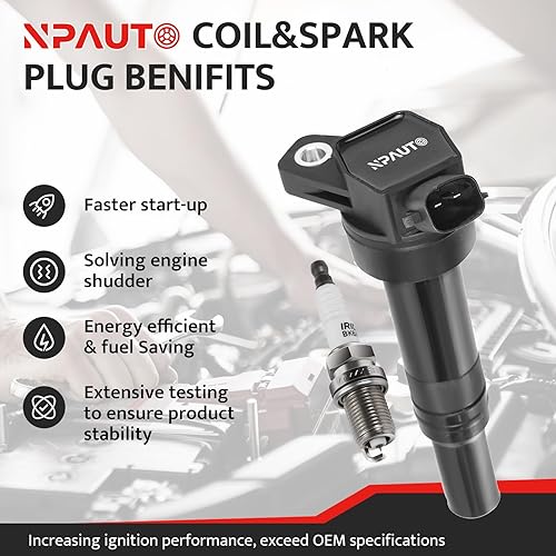 Miniatura 2 de Kit de bobina de encendido y bujías para Hyundai Elantra GT Tucson, Kia Soul Forte Forte5 2012 2013 2014 2015 2016 2017 2018 2019 2020, UF651, juego