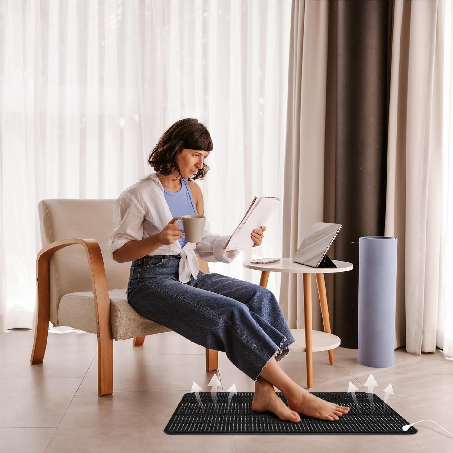 NIULAFR Grounding Mat with 15ft Grounding Cord, Grounding Pad 15.7 x 19.6 Inch, Earth Therapy for Better Sleep