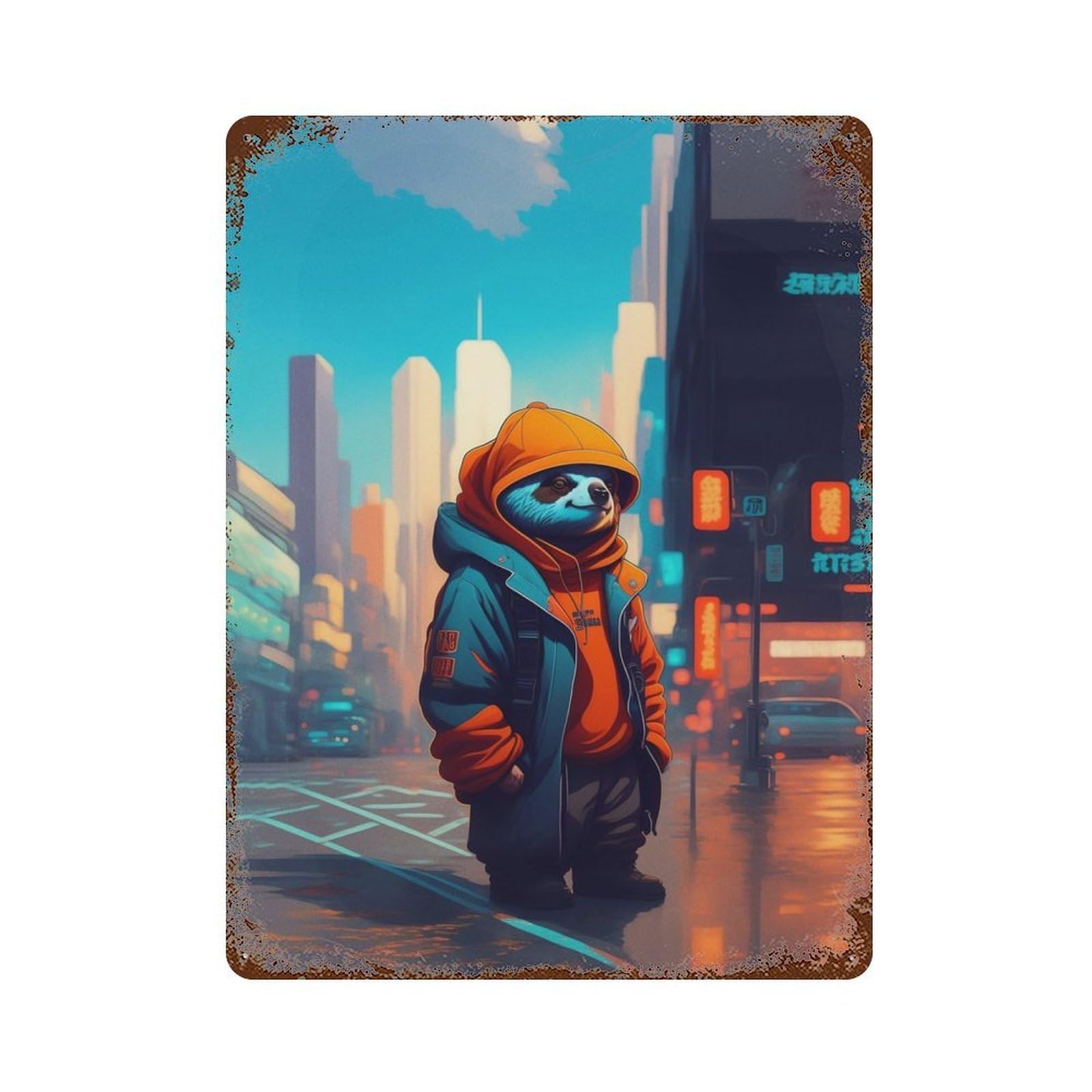 Swag Sloth Vintage Rust Metal Sign 15.7"x11.8", Ideal for Basement, Hobby Room And Garage Decor