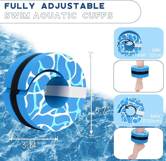 Hikeen 6-Piece Water Aerobics Pool Exercise Equipment, Aqua Aerobics Equipment Set,Includes High Density Water Dumbbell Aqua Belt and Ankle Weights for Aquatic Therapy,Pool Fitness