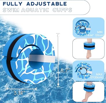 Hikeen 6-Piece Water Aerobics Pool Exercise Equipment, Aqua Aerobics Equipment Set,Includes High Density Water Dumbbell Aqua Belt and Ankle Weights for Aquatic Therapy,Pool Fitness