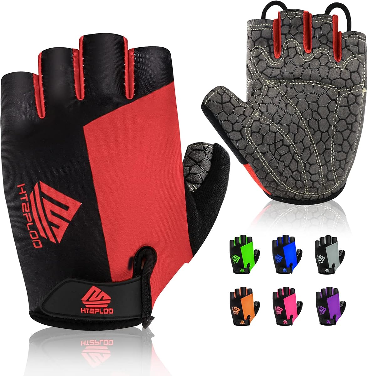 Guantes de bicicleta para hombres y mujeres con almohadilla antideslizante que absorbe los golpes, guantes de ciclismo ligeros de medio dedo
