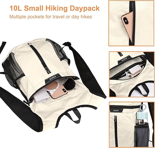 Miniatura 3 de MOSISO Mochila de senderismo ligera pequeña mochila de viaje plegable para senderismo, bolsa de hombro plegable con bolsillo frontal vertical