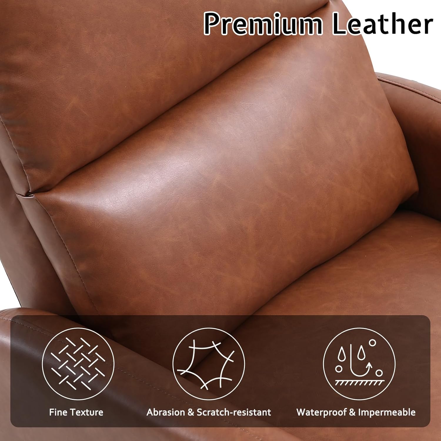 Jocisland Swivel Rocking Chair Nursery Glider Recliner Chairs for Adults, Rocker for Living Room Bedroom, Comfy Upholstered Modern Nursing Reclining Single Sofa, Mix-Brown Leather