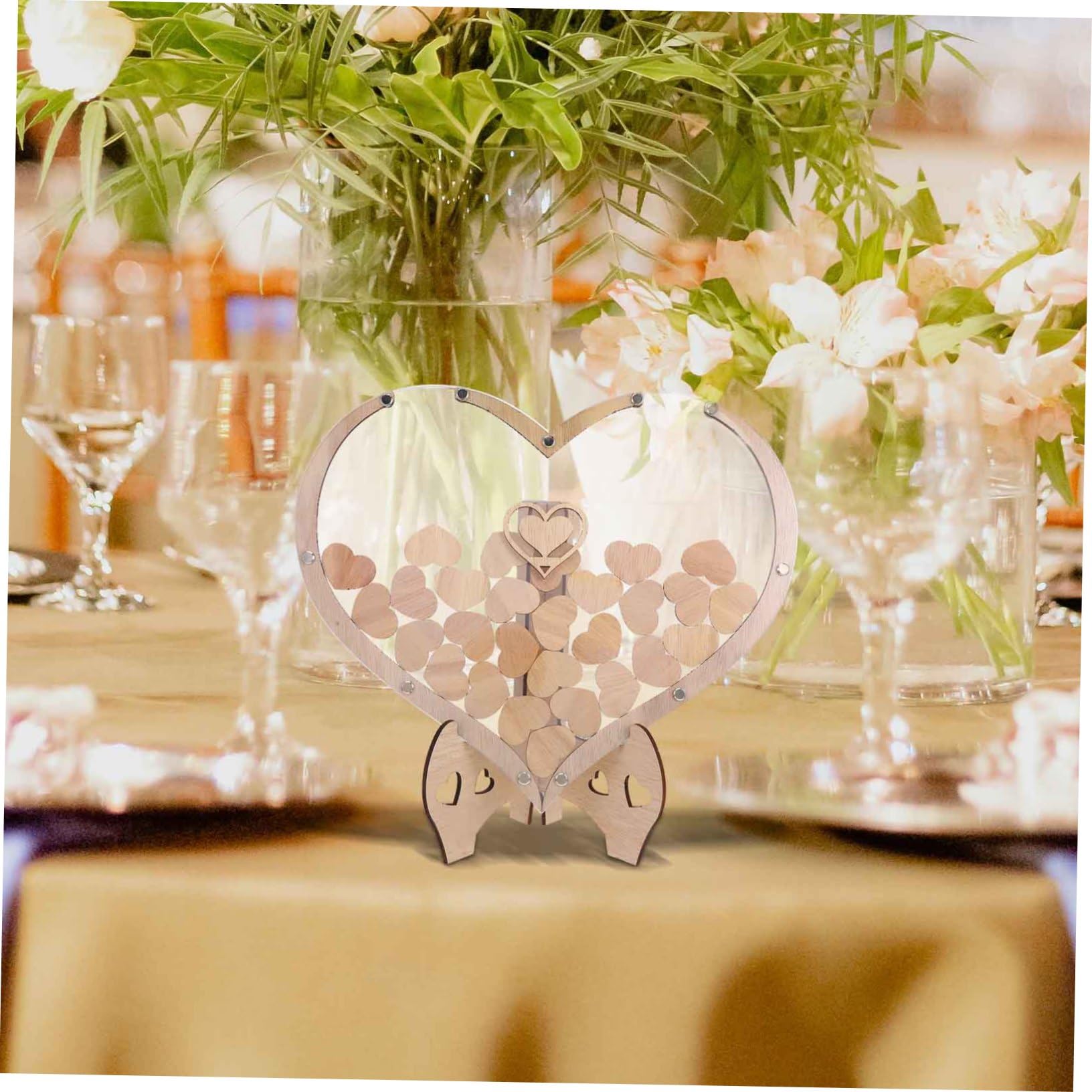 SOLUSTRE Visitas de Boda en Forma de Corazón de Madera, Decoración Creativa y Romántica para Ocasiones Obsequios Diseño Único y Ambiente Cálido