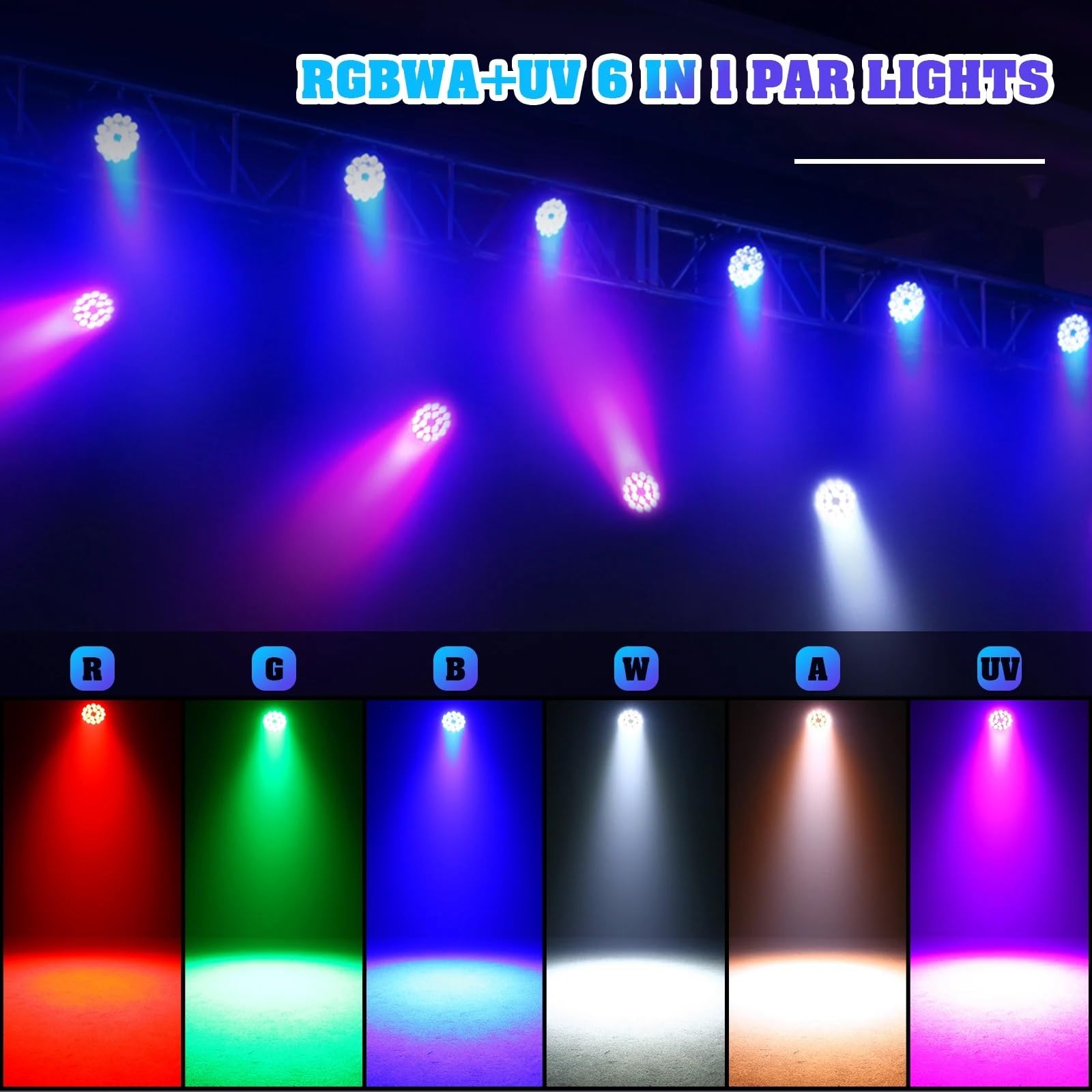 Lámpara de proyector, Iluminación LED 6 En 1 De 18 X 12 W For Discoteca, Equipo Profesional De DJ For Escenario, Luz LED Par, para Fiesta de Baile de cumpleaños de Halloween
