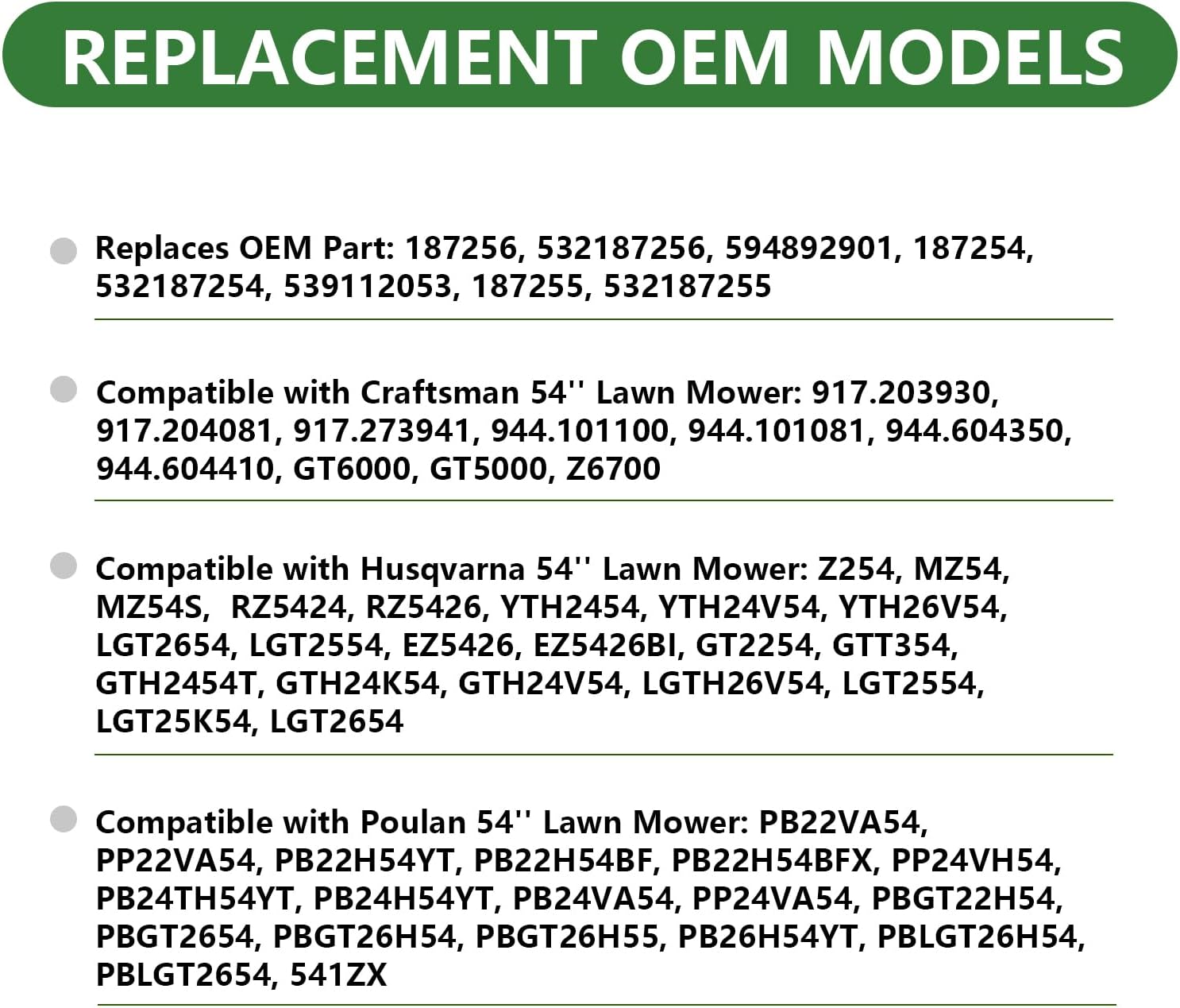 ZGHKL187256 532187256 Lawn Mower Blades for Husqvarna Craftsman 54 inch Deck High Lift Blades Riding Mower Replacement for 187254 532187254 539112053 YTH2454 YTH24K54 3Pack