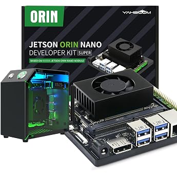 Yahboom Jetson Orin Nano Super 8GB Mini PC Kit, 67 Tops, 256G SSD | with Jetson Case, RGB Cooling, USB Microphone Camera, Ele