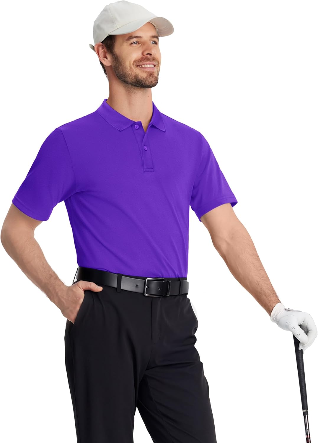 TACVASEN Polo Shirts for Men Short Sleeve Quick-Dry Breathable Pique Golf Polo Solid Cotton Polo T-Shirts