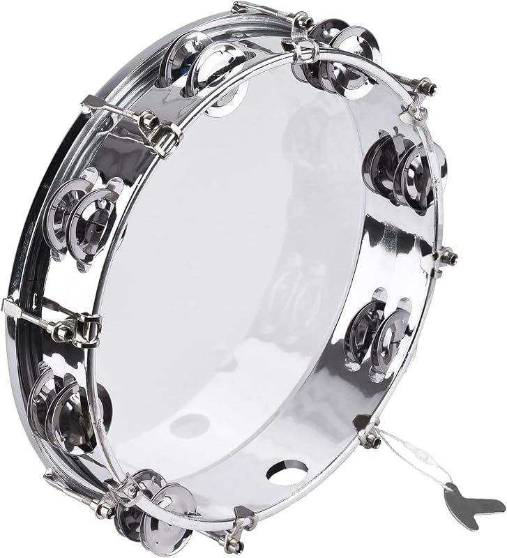 Tambourines 10 Inch Double Row, 14pcs Metal Cymbals Hand Drum for Adults | Tambourines with Double Row Cymbals, Lightweight Plastic Frame, Easy Carry for Parties