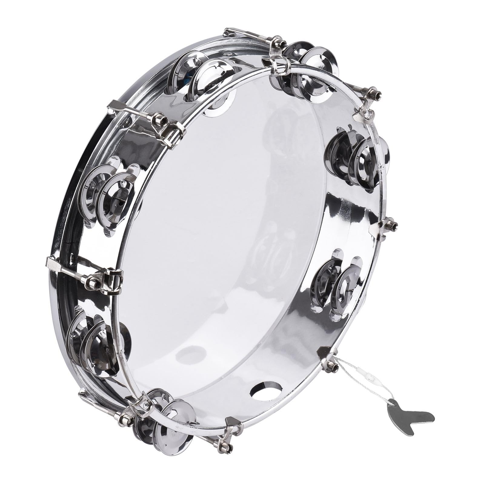 Photo 1 of 10 Inch Tambourine Handbell for Adults Hand Drum with Double Row 14pcs Metal Cymbals Jingles Percussion Instrument for Dancing, Parties, Church Activities Etc (10-inch)