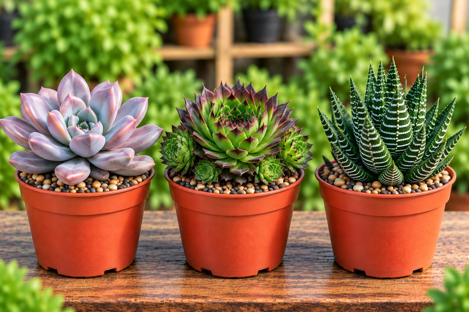 Pack of 3 Live Succulent Plants with Nursery Pots – Graptopetalum, Sempervivum & Haworthia Succulent Combo – Small Indoor Outdoor Plants for Home, Office, Balcony, Desk & Garden-picture-20
