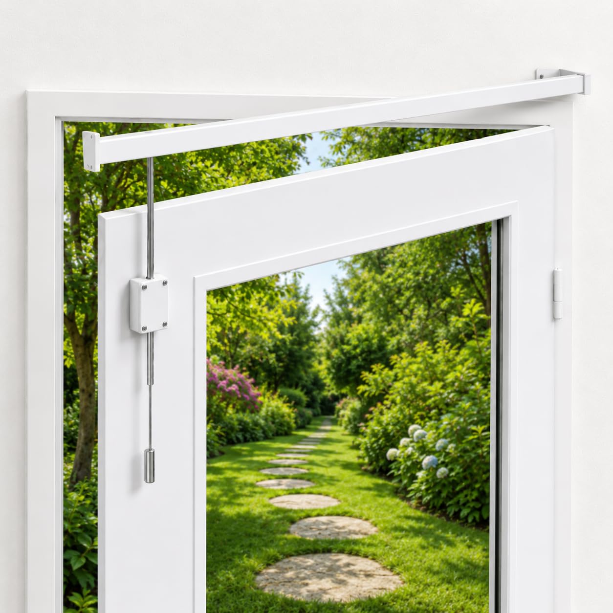 Tringle Portière Pivotante 1m20 Ajustable – Support Rideau pour Porte d’Entrée – Anti Froid & Isolation Thermique et phonique Renforcée – Idéale Rideaux Occultants Économie d’Énergie (Blanc)