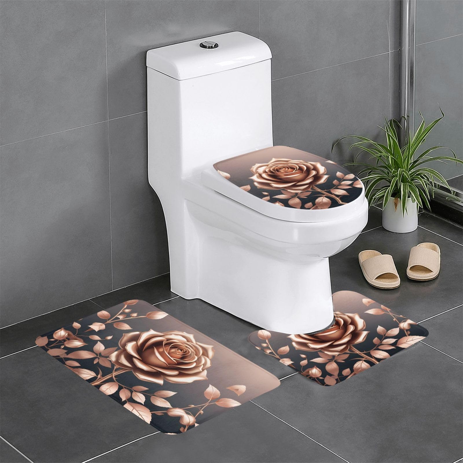 Tapis de salle de bain antidérapants rectangulaire en U et O de douche