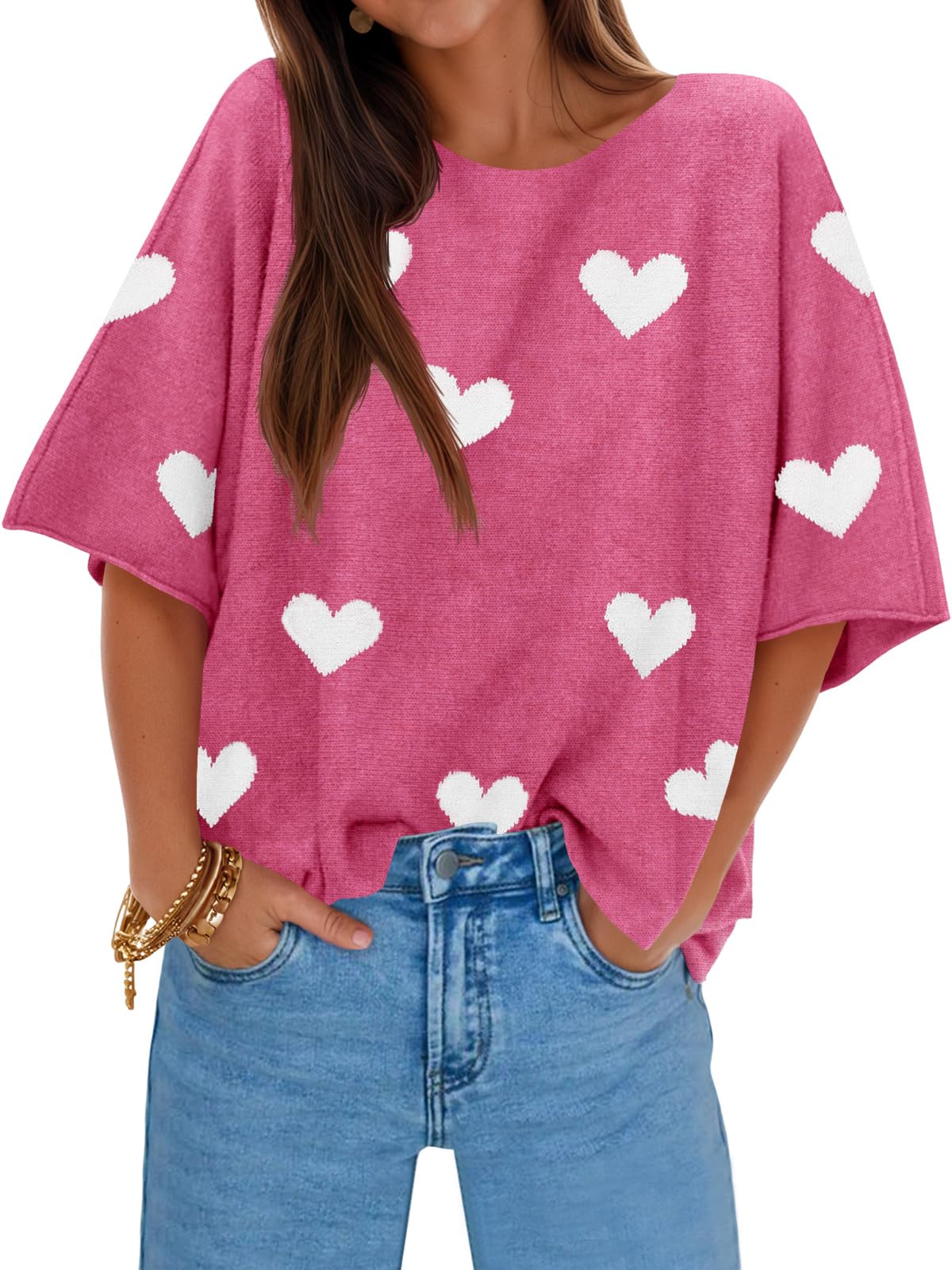 Cicy Bell Womens Half Sleeve Sweaters Oversized Boat Neck Knitted Pullover Sweater Trendy Casual Loose Fit Fall Tops