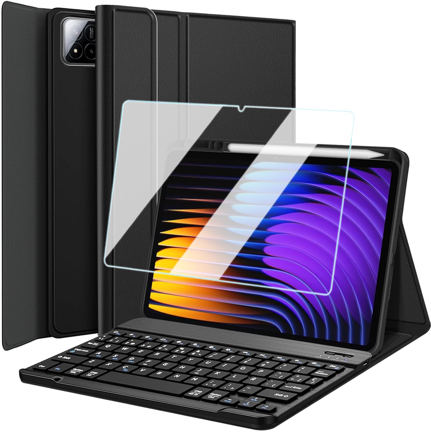 Funda con Teclado Español Ñ para Xiaomi Pad 7 / Xiaomi Pad 7 Pro 11.2 Pulgadas 2025, 9H Protector de Pantalla, Teclado Magnético Inalámbrico Bluetooth Desmontable(Xiaomi Pad 7/7 Pro)