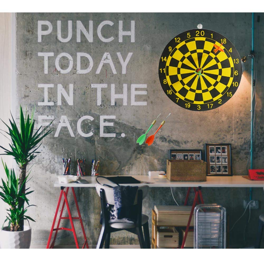 Dart Board Set 3pc Target Play Game Room Bar Man Cave Wall Hanging Dual Side 9.5