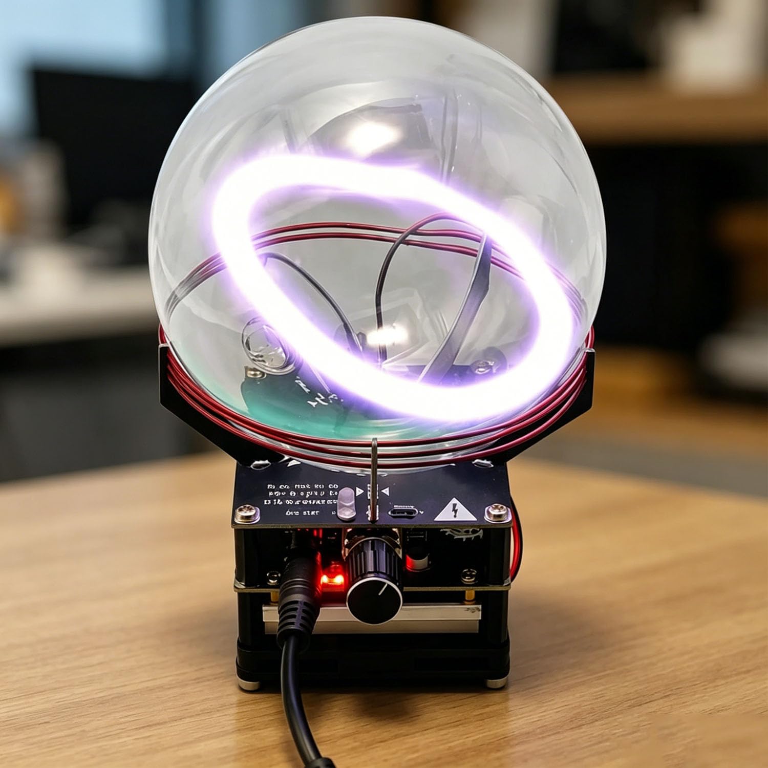 QINGHEDZSW 13cm Toroid Circuit Plasma Ring Drive Ball, DIY Plasma Luminescent Xenon Ring Plasma, Xenon Glass Ball, for Party Decoration, Outdoor Activities Warning Signal and Science Gift