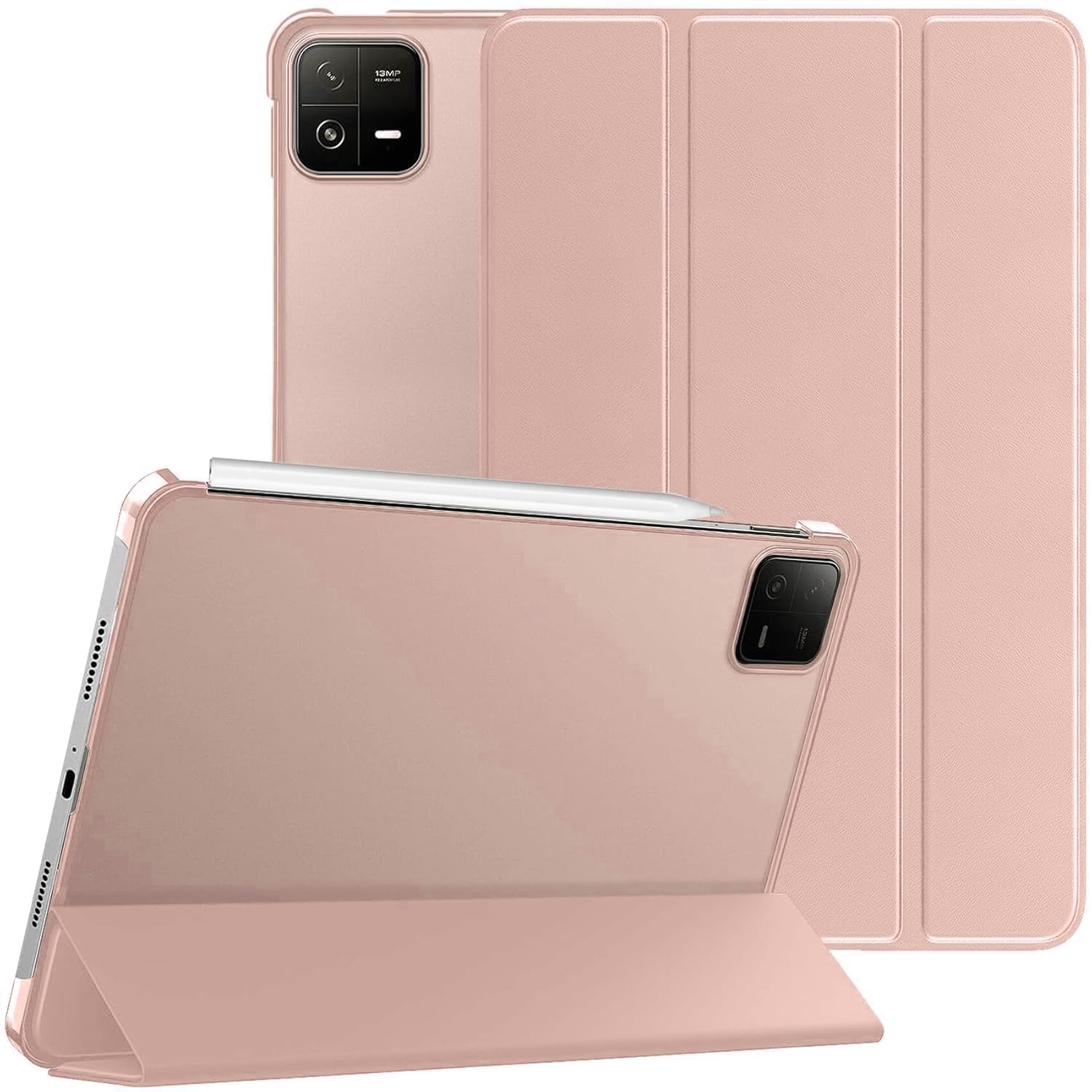 MOCA Case for Xiaomi Mi Pad 7/7 Pro 11.2 Inch Tablet, Magnetic Flip Stand Cover with Stylus Holder, Transparent Back, Auto Wake/Sleep, Slim Shockproof Protective Shell (Rose Gold)-image-21