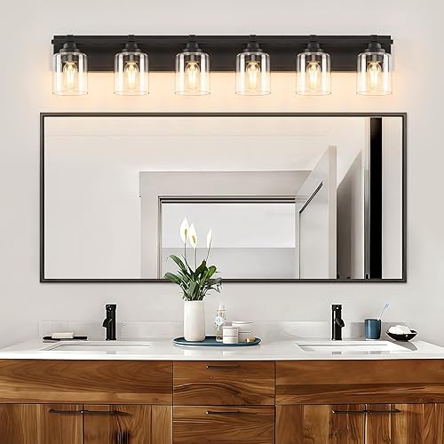 Miniatura 178 de 3 lámparas modernas de baño sobre el espejo, luces de tocador de oro negro para apliques de pared de baño con pantallas de vidrio blanco lechoso