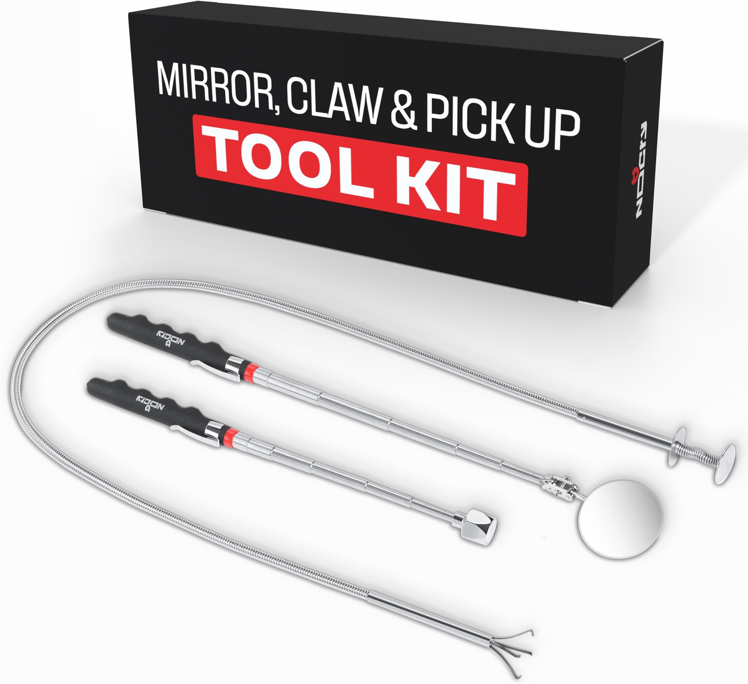 NoCry Magnetic Lifter Set – Includes Telescopic Inspection Mirror, Flexible Gripping Pliers and Extendable Magnetic Rod