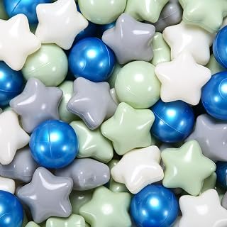 Star Ball Pit Balls for Toddlers,50 100 200 500 Plastic Balls with Stars Phthalate Free BPA Free for Playhouse, Baby Pool, Play Ball Fun Centers, for Babies, Kids, Toddlers 1-3 Indoor Outdoor