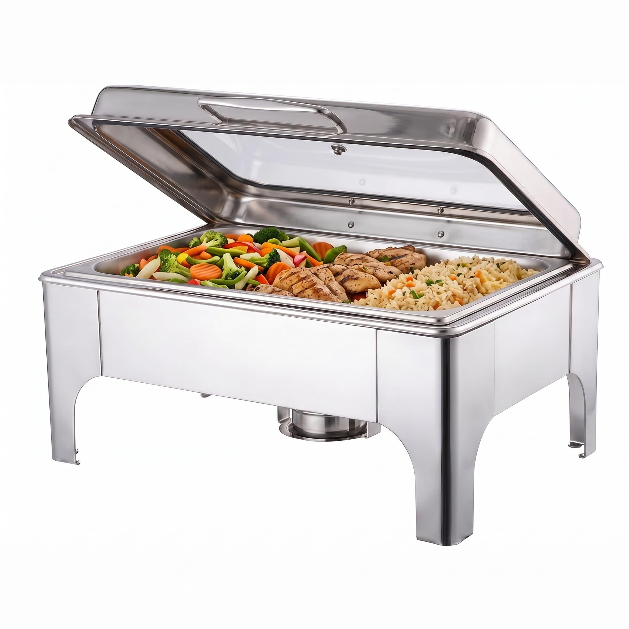 Chafing Dishes für Buffet, 9L Edelstahl Chafer Set mit Glasdeckel für Partys, Hochzeiten, Catering Events und Abendessen