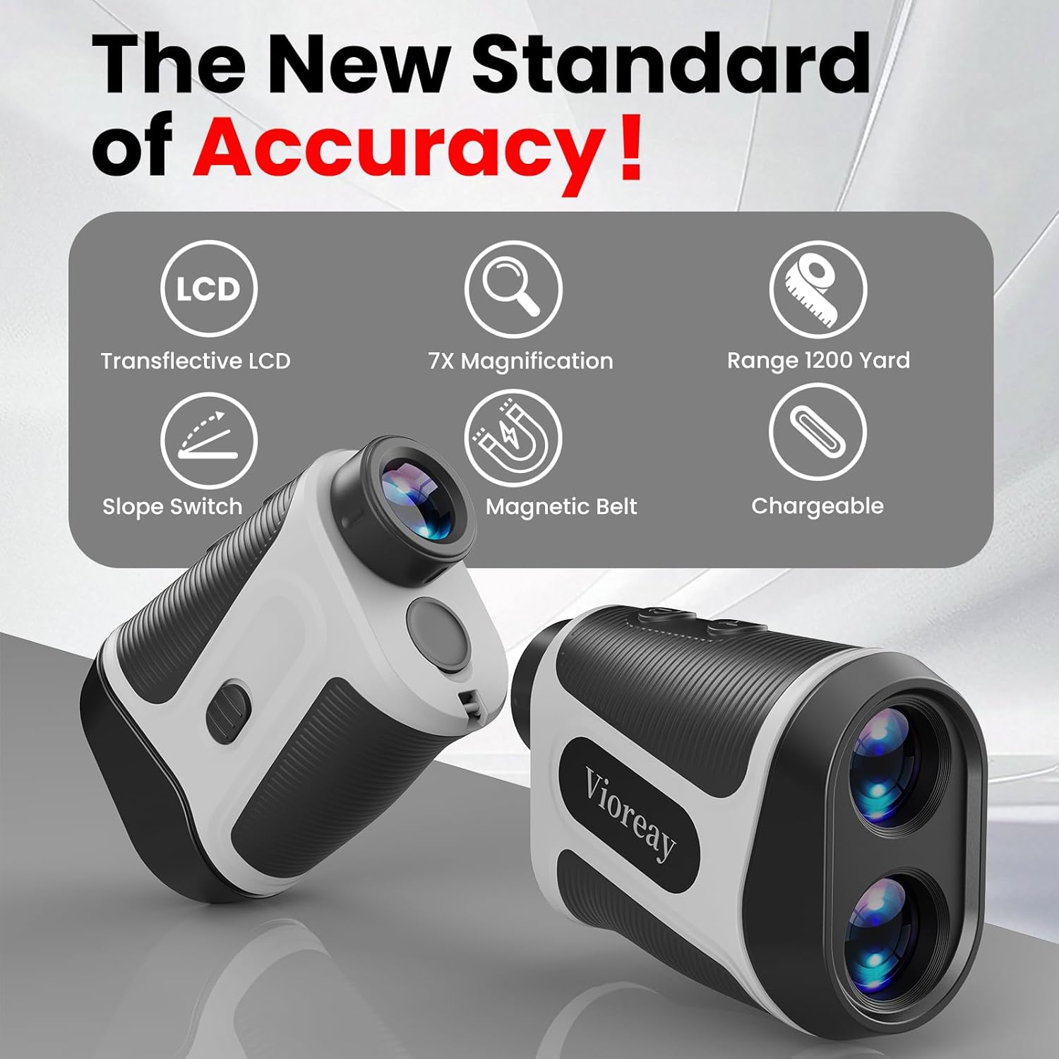 Golf Rangefinder with Slope | 1200 Yards High-Precision Laser Distance Meter | Flag-Lock with Vibration | 7X Magnification | Rechargeable with Magnetic Mount - Image 2