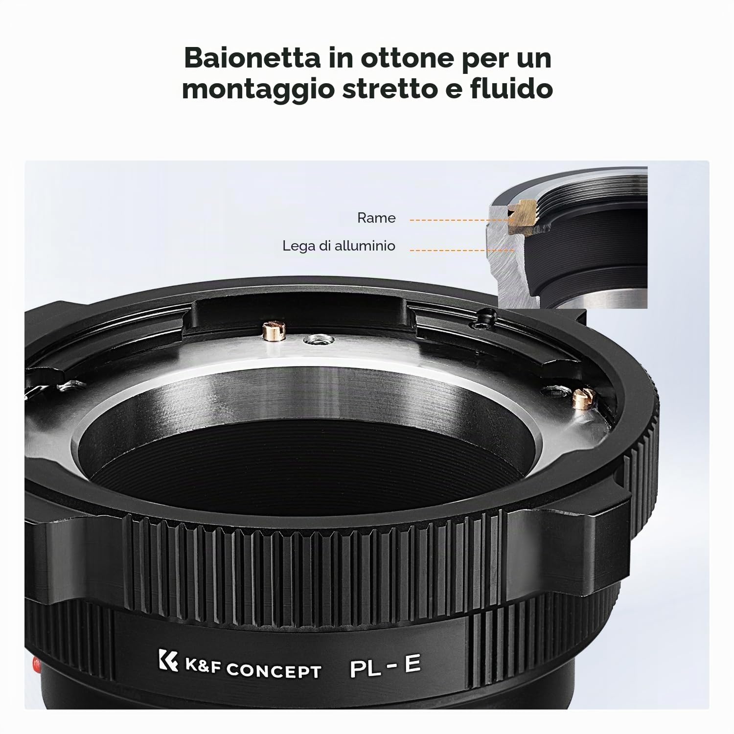 K&F CONCEPT PL-E Mount Lens Adapter, PL Lens Converter Compatibile con Compatibile con Sony E/NEX Mount Adapter