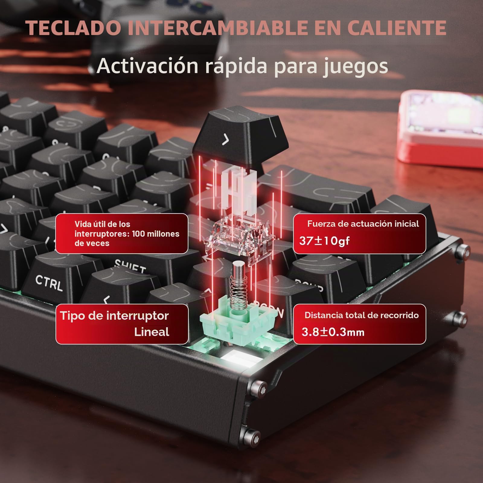ATTACK SHARK X68MAX HE Teclado de Aluminio CNC Completo, 8KHz Rapid Trigger, Accionamiento Ajustable 0.005mm, Gaming RGB Cableado con Interruptor Magnético, Snap Tap,Cable C01Ultral (Contornos Negro)